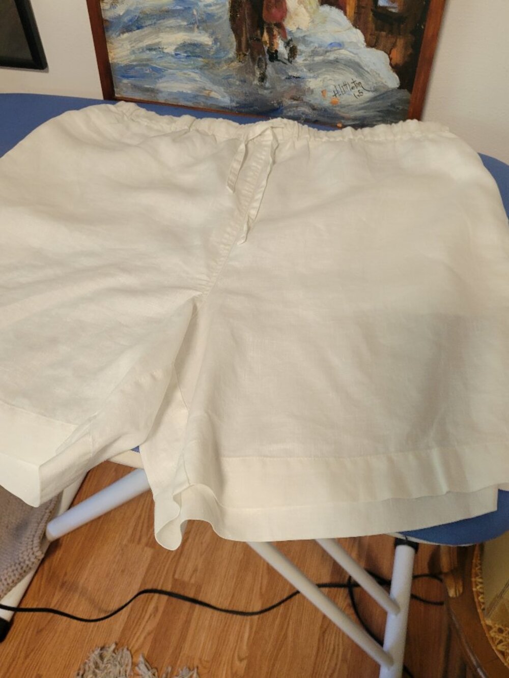 J.Jill White Linen Elastic Waist Shorts Size M